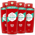 Old Spice Refreshing Body Wash for Men High Endurance 3X Defense 24/7 Shower Fresh with Long Lasting Scent Pure Sport Scent 24 oz (Pack of 4)