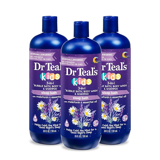 Dr Teal's Kids Sleep Bath &amp Body Wash Bundle with Melatonin &amp Essential Oils (3-Pack 20 fl oz &amp 2-Pack 24 fl oz)