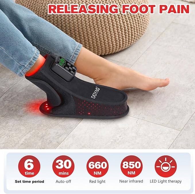 Cordless Red Light Therapy for Foot Feet Pain Relief 6000mAh Portable Cordless Near Infrared Light Therapy Ankle Devices Wearable Shose for Feet Muscle Relax Treatment Pad