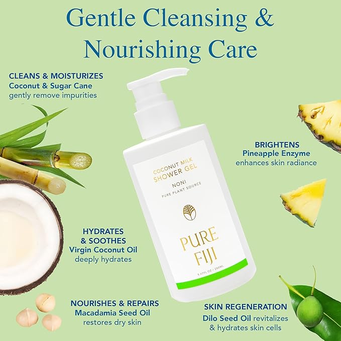 PURE FIJI Coconut Milk Shower Gel Noni (9.47 Fl. Oz /280ml)