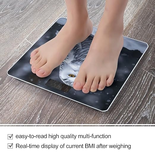 Arctic Owl Bathroom Scale Large LCD Backlight Display Digital Scale Rounded Corners Body Scales Automatic Power On/Off Bathroom Scales for Home Bedrooms