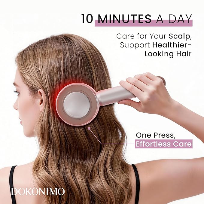 LED Scalp Massager Comb – 3-in-1 Red Light Hair Brush with Vibration &amp Rollers FSAHSA Eligible Wireless Scalp Massager for Relaxing Daily Hair Care Routine at Home PM084