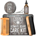 Viking Revolution - Ultimate Beard Kit - Beard Grooming Kit with Beard Brush Beard Comb Beard Balm Beard Oil Beard &amp Moustache Scissors - Gifts for Men