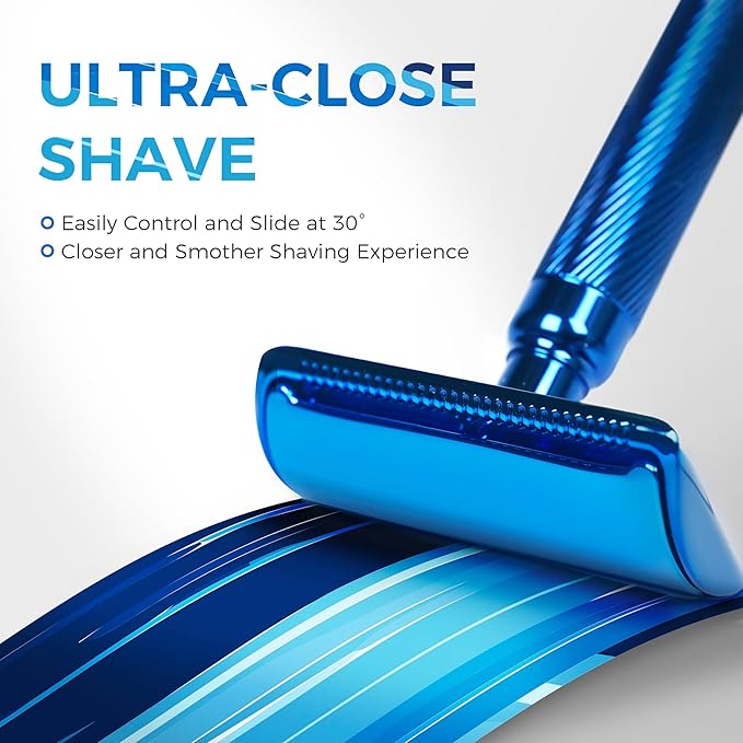 Precise Blue Metal Razor with Silver Blade Disposal Box