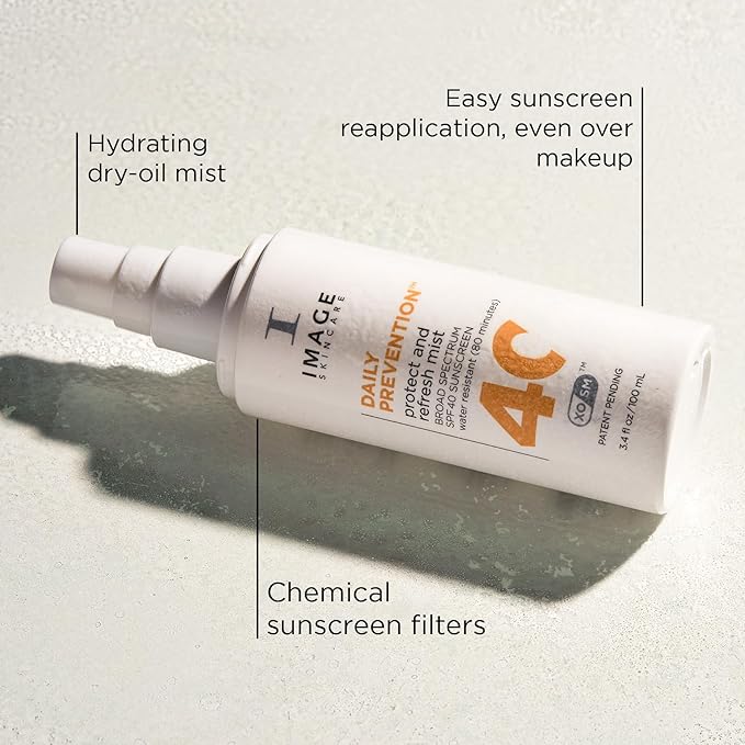 IMAGE Skincare DAILY PREVENTION Protect &amp Refresh Mist SPF 40 Broad Spectrum Sunscreen Spray 1 Fl Oz Travel Size