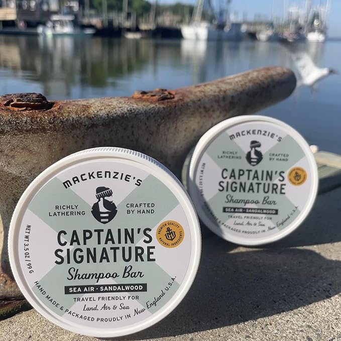 MacKenzie's Captain's Signature Deodorant &amp Shampoo Bar Bundle - Gifts for Men - Gifts for Fishermen - Coastal Gifts - Natural Deodorant - Vegan