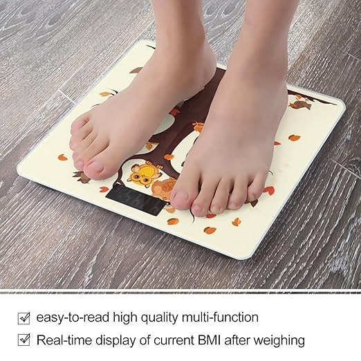 Cartoon Family Owls On The Brown Tree Bathroom Scale Weight Scale for Body WeightHighly Accurate Digital Weighing Machine Clear LED Display Digital Bathroom Body Scale 400lb/182kg