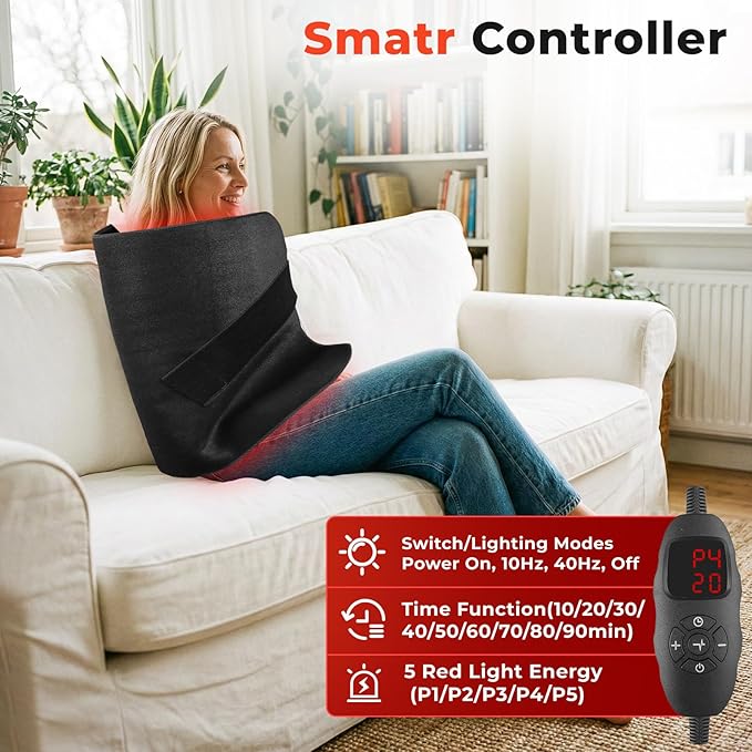 Red Light Therapy Mat for Body 31.5''×24'' Red Light Pad 660nm&amp850nm Red Light Wrap with 420 LEDs Timer Remote for Muscle Relaxation &ampSkin Care Suit for Back Neck Shoulder Waist Full