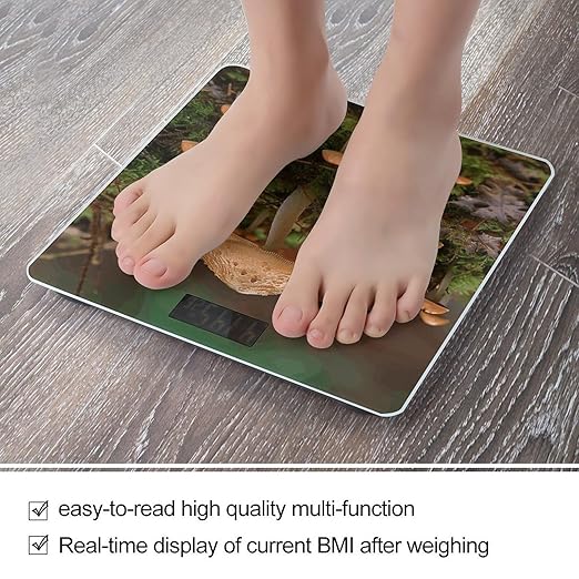 Wild Mushroom Digital Bathroom Scale for Body Weight Weighing Scale with Backlit LCD Display High Precision Measurements &amp Measures Weight Up to 180kg