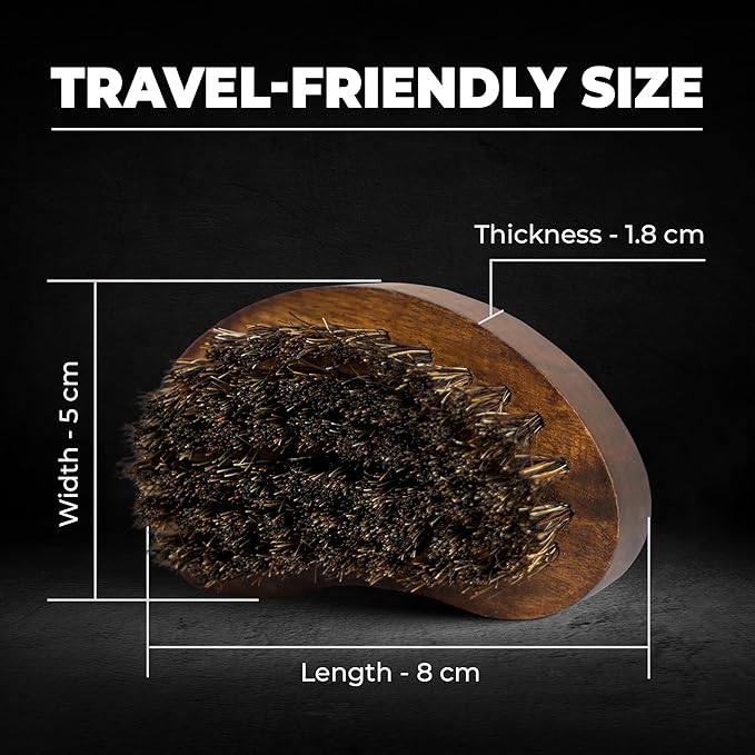 Beardo Boar Bristle Beard Brush For Men | Travel Friendly Pack with Cover | Made from Natural Boar Bristles and Sheesham Wood to shape the beard and simulate hair follicles to boost growth