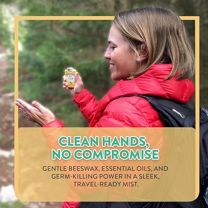 4-Pack Citrus Peppermint Hand Sanitizer Spray - Travel Size Mist with Organic Ethyl Alcohol Beeswax - Moisturizing with Essential Oils Non-Toxic Made in USA