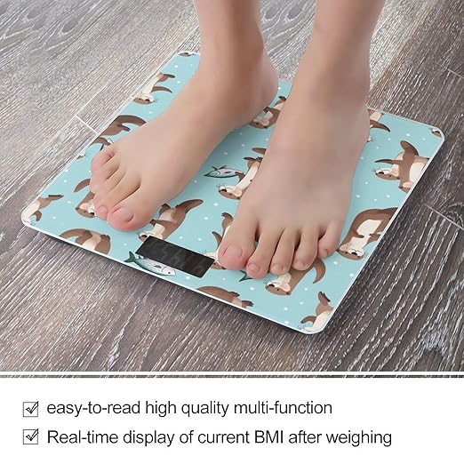 Women's Digital Bathroom Weighing Scale Automatic Switch Energy Saving Scale Smart Scale for Body Weight Cute Otter Fish Pattern