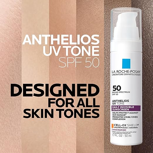 La Roche Posay Anthelios UV Sunscreen SPF 50 Daily Sunscreen for Face in 3 Formulas UV Tone with Niacinamide UV Hydra with Hyaluronic Acid UV Clear with Azelaic Acid Broad Spectrum Invisible SPF