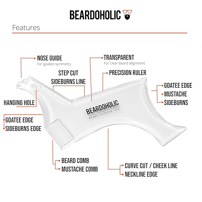 Beardoholic Beard Balm Comb and Shaping Tool Set – 100% All Natural 100% Pearwood – Anti-Static Eliminates Tangles and Ingrown Hairs Itch and Dandruff – Shape and Style Beard With Ease