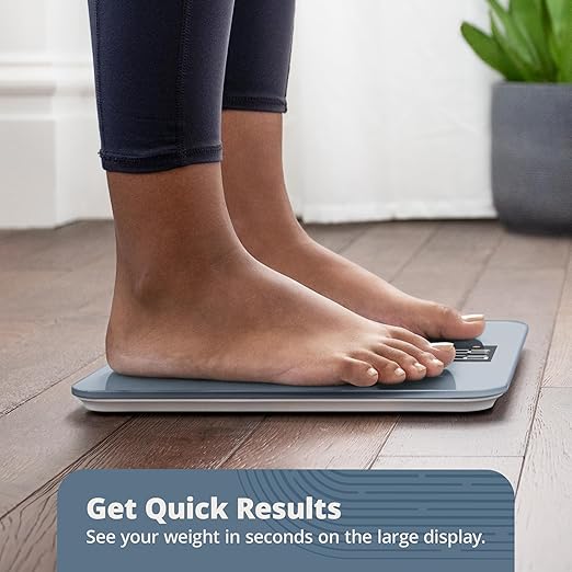 Greater Goods AccuCheck Digital Scale for Body Weight - Accurate Digital Bathroom Scale with High-Precision Sensors Large Easy-to-Read Backlit Display 400 lb Capacity Auto Step-On (Stone Blue)