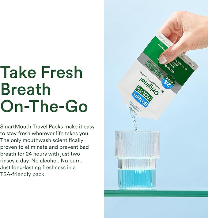 SmartMouth Original Activated Mouthwash Single Packs Travel Mouthwash Fresh Mint 30 Pack