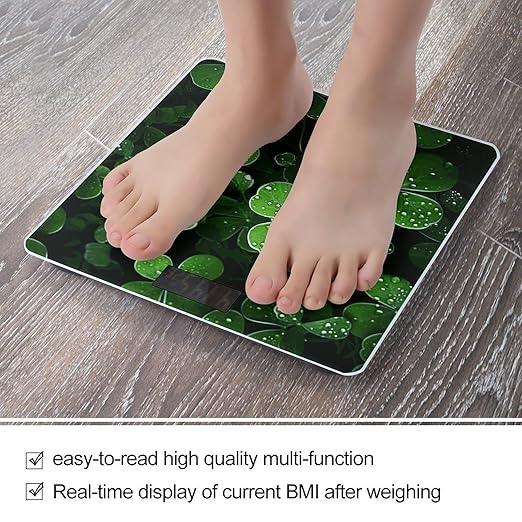 St Patricks Day Leaves Bathroom Scale for Body Weight Bathroom Weighing Scale with Backlit LCD Display Highly Accurate Measures Weight Up to 180kg