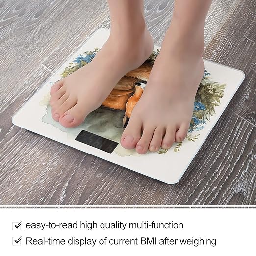 A Sleeping Fox Bathroom Scale Weight Scale for Body WeightHighly Accurate Digital Weighing Machine Clear LED Display Digital Bathroom Body Scale 400lb/182kg