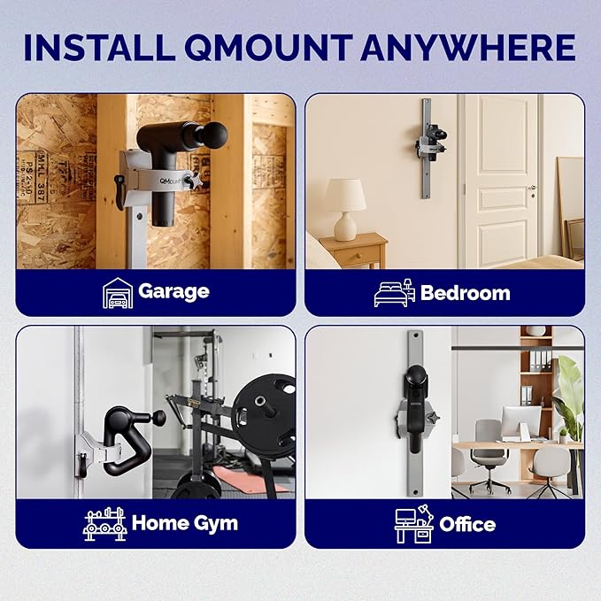 Massage Gun Holder &amp Wall Mount - Hands-Free for Full Body Muscle Recovery - Fully Adjustable Massage Gun Wall Mount - Heavy Duty Nylon Body No Slip Supports Deep Massaging