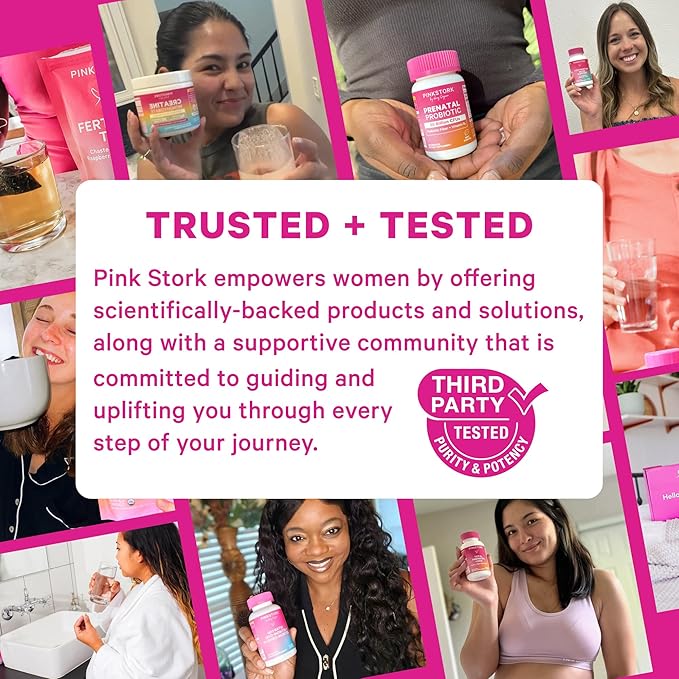Pink Stork Postpartum Mood Support - Postnatal Hormone Balance for Women - Breastfeeding Friendly - Stress &amp Cognitive Support New Mom Essentials - Ashwagandha Chamomile &amp Vitamin D 60 Cap