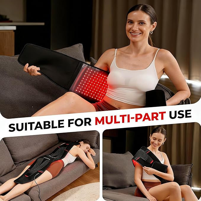 LTW Red Light Therapy Belt 210 LEDs Infrared Red Light Therapy for Body 660nm &amp 850nm Near Infrared Wrap with Vibration for Back Pain Relief Waist Belly Shoulder (49 x 9 210 LEDs)