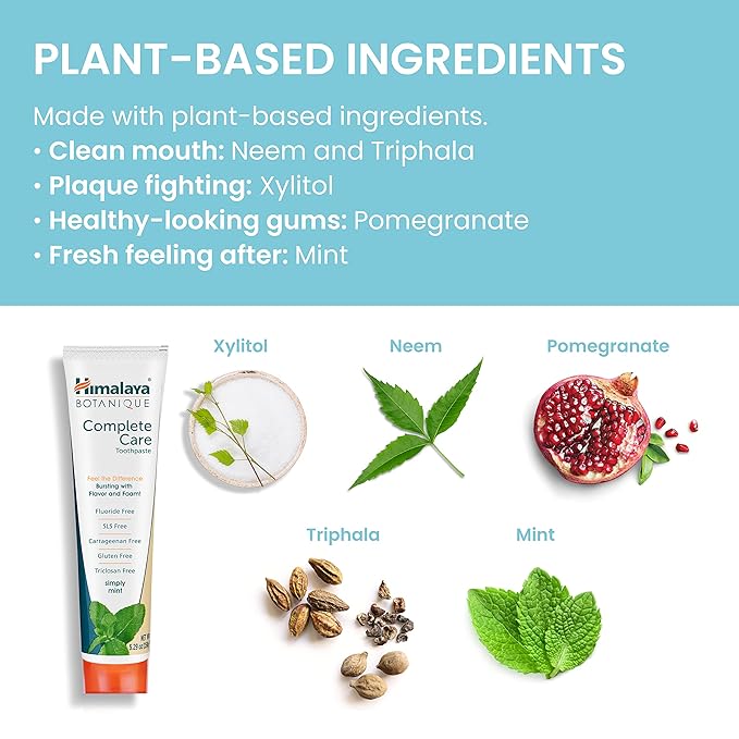 Himalaya Botanique Complete Care Toothpaste - Herbal Mint Fluoride-Free SLS Free - 5.29 Oz 4 Pack