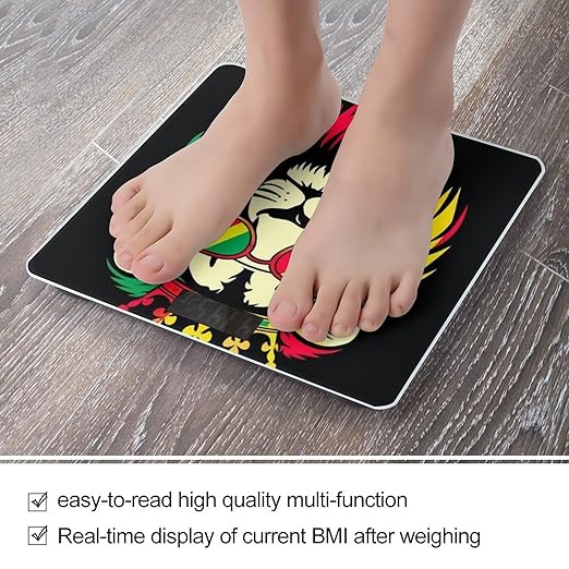 Women's Digital Bathroom Weighing Scale Automatic Switch Energy Saving Scale Smart Scale for Body Weight Reggae King Rasta Flag Lion Black