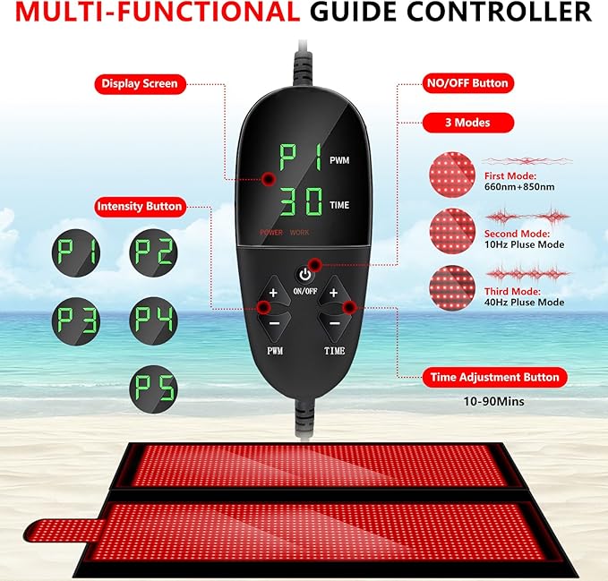 Red Light Therapy Mat for Full Body 84.6 x 88.6 Extra Large Size Near Infrared Mat with 2680 LEDs Beads 660nm &amp 850nm Dual Wavelengths Red Near Infrared Light Blanket Pad with 3 Modes and Time