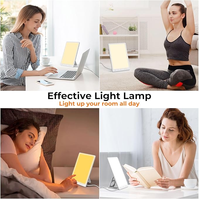 Light Lamp Portable Full Spectrum LED Light Sunlight Personal Daylight with 3 Adjustable Color＆Stepless Brightness Levels Timer＆Memory Function for Home Office Winter