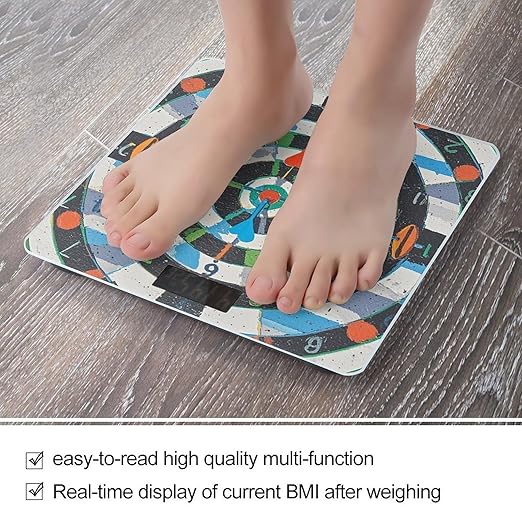 Colorful Dart Board Scale for Body Weight Highly Accurate Digital Bathroom Body Scale Digital Bathroom Scales for People Anti-Slip Large LCD Display Smart Scales
