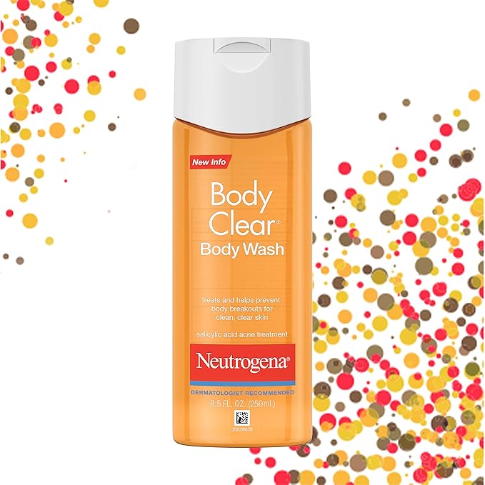 Neutrogena Body Clear Acne Body Wash 2% Salicylic Acid Acne Medication Oil-Free &amp Glycerin for Breakouts on Back Chest &amp Shoulders Non-Comedogenic Gentle on Skin Unscented 8.5 Fl Oz 3