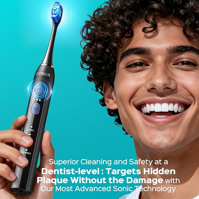 COSLUS Water Dental Flosser Teeth Pick &amp Sonic Electric Toothbrush for Adults and Kids for Sensitive Teeth Braces Travel &amp Home Use