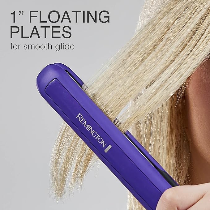 Remington 1 Flat Iron Hair Straightener with Anti-Static Technology 30-Second Heat Up &amp 60 Minute Auto Shut-Off 30% Longer Ceramic Floating Plates Titanium + Ceramic Coating