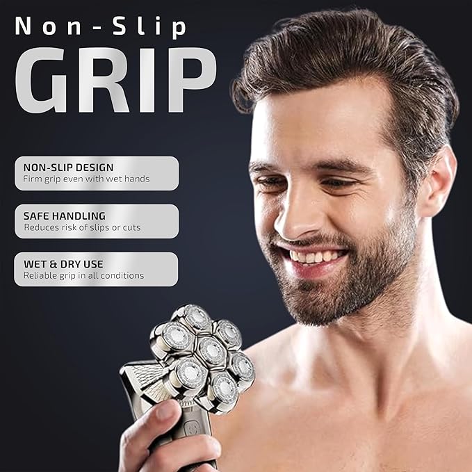 7D Head Shavers for Bald Men - Electric Detachable Bald Shavers - IPX7 Waterproof Wet Dry Razor for Blader - Rechargeable Type C Charger with Cleaning Brush
