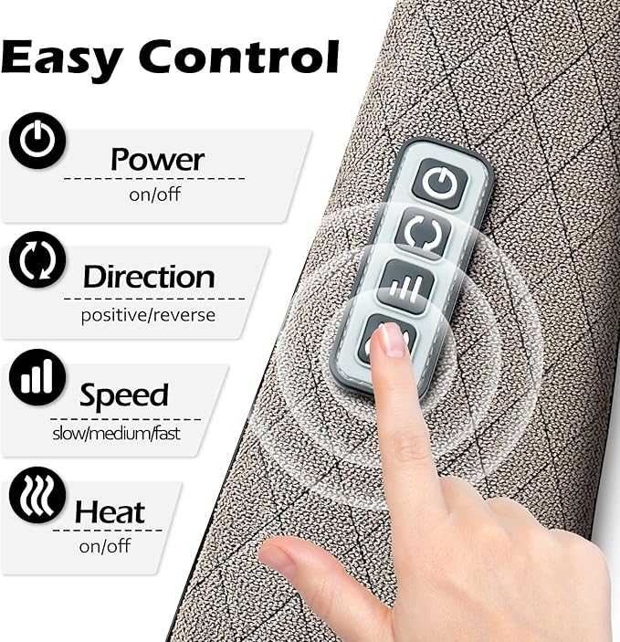 Blue Elf Shiatsu Electric Neck Back Massager Pillow 3D Kneading with Heat for Shoulder Lower Back Foot Leg Muscles Pain Relief Relax in Car Office and Home (Gray)