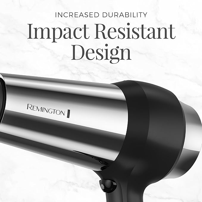 Remington Impact Resistant Hair Dryer 1875-Watt Blow Dryer with Tourmaline Titanium &amp Ceramic Technology 3 Heat 2 Speed Settings Cool Shot Diffuser &amp Concentrator Attachments