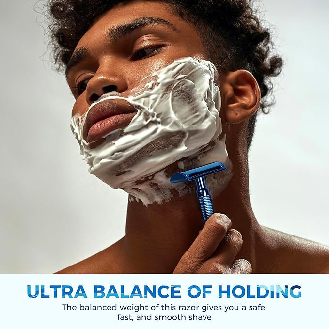 Upgrade Double Edge Safety Razor with 100 Counts Safety Razor Blades