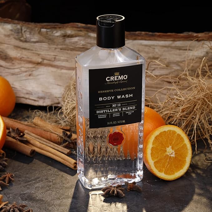 Cremo Rich-Lathering Distiller’s Blend (Reserve Collection) Body Wash An Elevated Blend with Notes of Kentucky Bourbon Smoked Vetiver and American Oak 16 Fl Oz (Pack of 2)