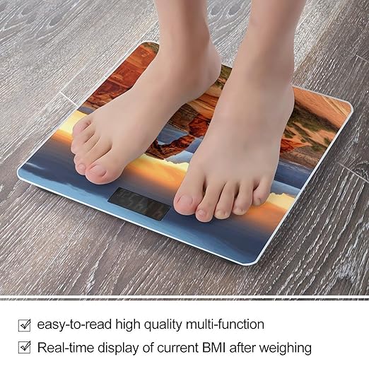 Arches National Park Scale for Body Weight High Precision Digital Weight Scales with LCD Display Anti-Slip Sturdy Slim Tempered Glass Bathroom Scale for Home Use