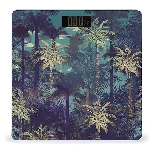 Fantasy Palm Tree Jungle Digital Bathroom Scale for Body Weight with High Precision Digital Weighing Scale with BMI Clear LCD Display and Step-On Measures Weight Up to 180kg
