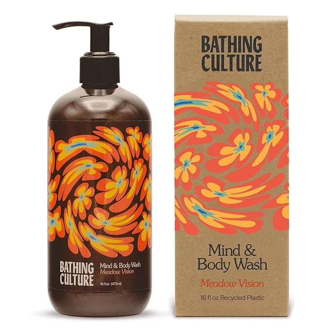 Bathing Culture Organic Mind + Body Wash Natural Biodegradable Vegan Personal Care Organic Body Wash for Women and Men Recycled Plastic Bottle 16 fl oz Meadow Vision Holiday Gift Idea