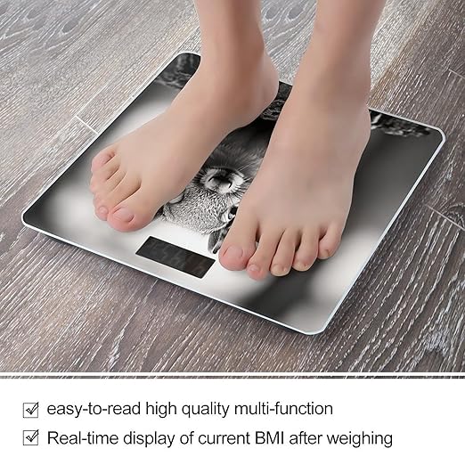 Light Gray Squirrel Bathroom Scale for Body Weight LCD Display Digital Bathroom Scale Tempered Glass Bathroom Weight Scales Fashion Smart Scales for Home Bedroom 400 Lb