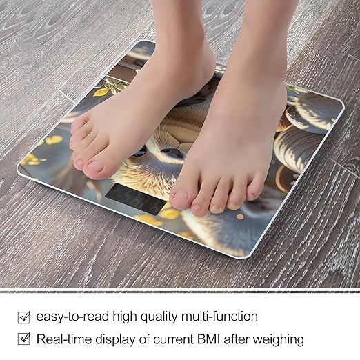 Animal Cute Brown Otters Scale for Body Weight Digital Bathroom Scale Toughened Glass High Precision Scales for Body Weight with Large LCD Backlight Display Weight Scales