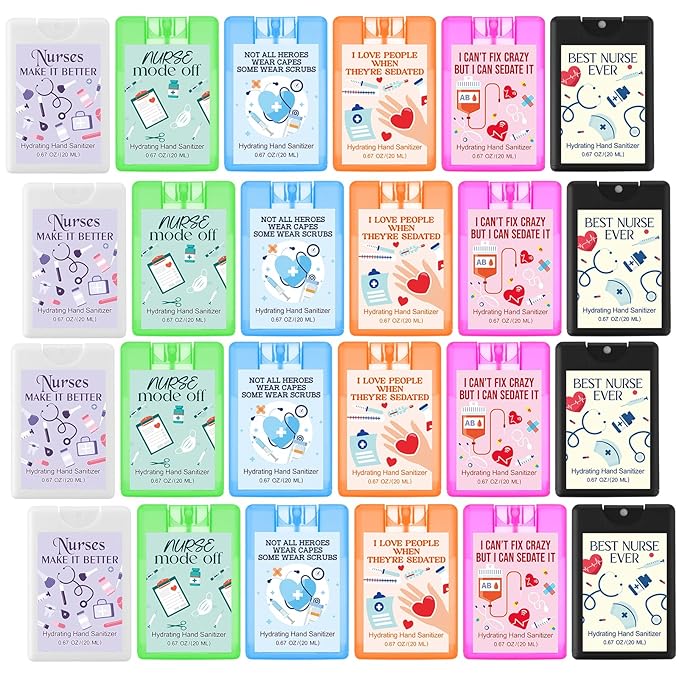 24 Pack Nurse Medical Assistants Gift Hand Sanitizer Spray Travel Size Mini Hand Sanitizer Pocket Spray Bulk for for Cna Rn Medical Assistant Nursing Student Essentials Nurse Week Appreciation Gift