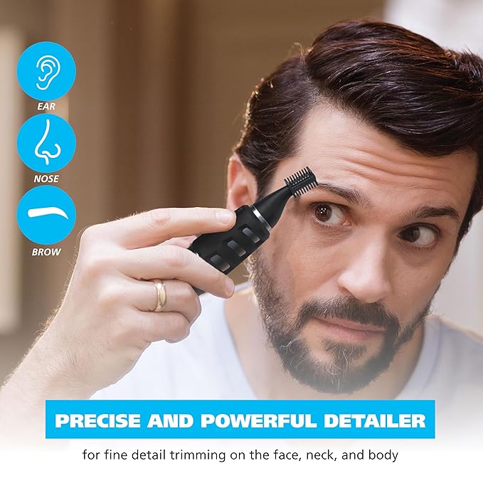 Wahl DualTech® Pro Series® 2 in 1 Lithium Battery Dual Sided Eyebrow Trimmer and Nose Hair Trimmer for Men – Model 3025698