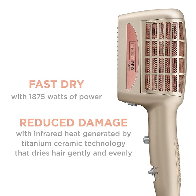 INFINITIPRO BY CONAIR 4-in-1 Frizz Free Styling Hair Dryer 1875W Hair Dryer and 4 Attachments