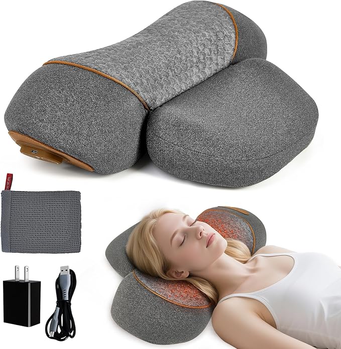 Neck Pillow - 3-in-1 Wireless Neck Pillow (Battery Included) Travel Neck Massage Pillow for Shoulder and Deep Tissue Pain Relief for Women Neck Posture Corrector