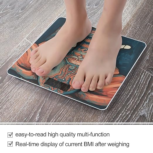 Abstract Elephant Digital Bathroom Scale for Body Weight Weighing Scale with Backlit LCD Display High Precision Measurements &amp Measures Weight Up to 180kg