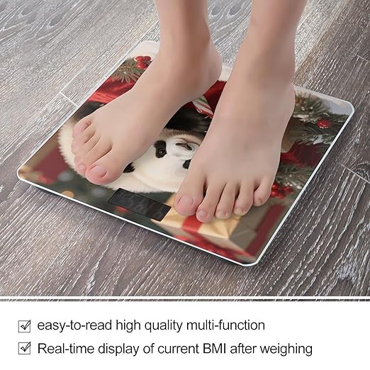 Christmas Redpanda Scale for Body Weight Sturdy Tempered Glass Weighing Scales with LCD Display Accurate Digital Bathroom Scale Convenient Body Fat Smart Scales Easy Read