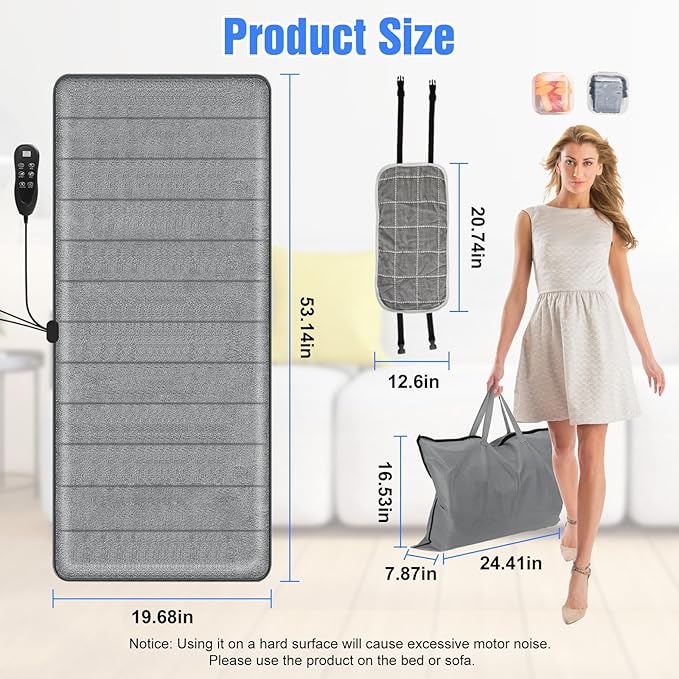 Full Body Massage Mat with HeatElectric Massage Pad with Shiatsu Neck Back Massage PillowMassage Mattress Chair Pad W/ 10 Vibration Motors 3 Heating Levels for NeckBack&ampFull Body Pain Relief